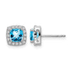 Cushion Gemstone and Diamond Halo Earrings
