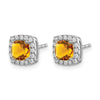Cushion Gemstone and Diamond Halo Earrings