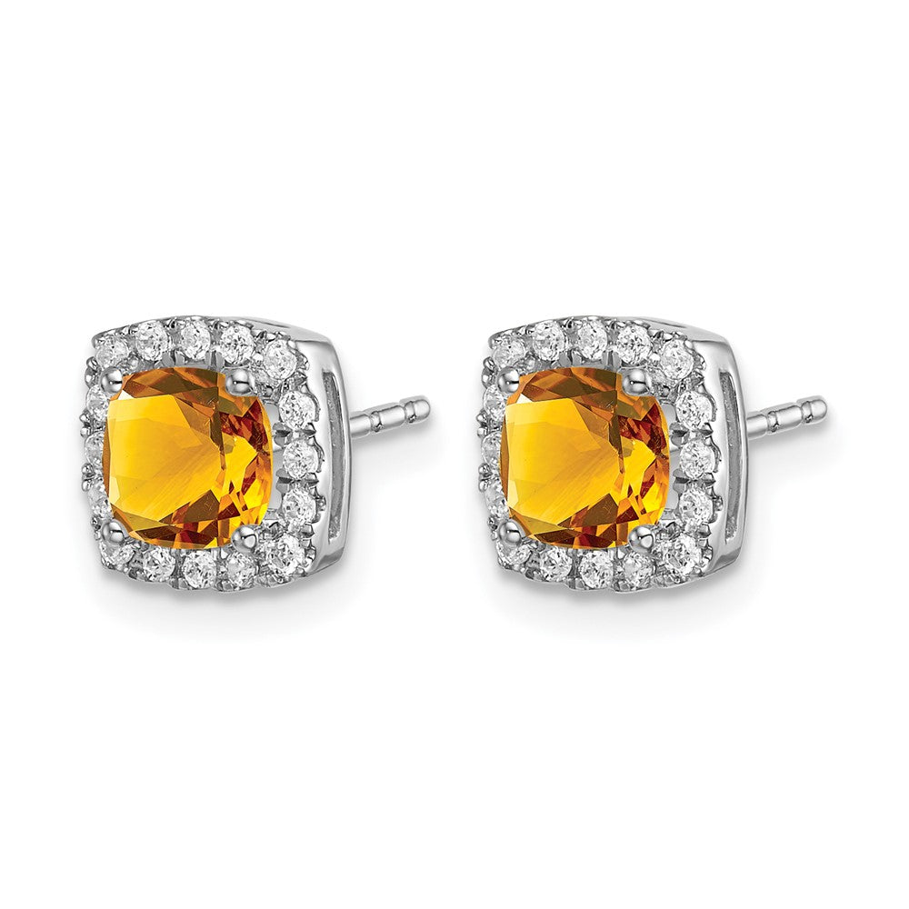 Cushion Gemstone and Diamond Halo Earrings