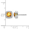 Cushion Gemstone and Diamond Halo Earrings