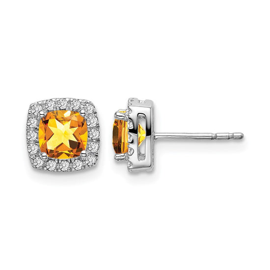 Cushion Gemstone and Diamond Halo Earrings