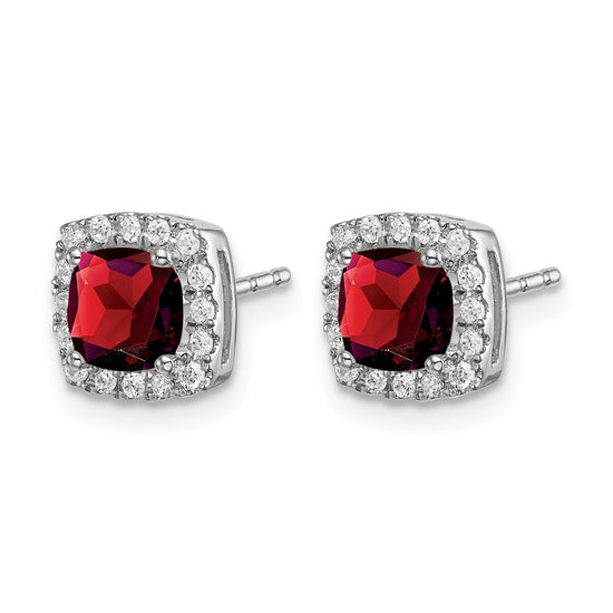 Cushion Gemstone and Diamond Halo Earrings