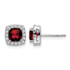 Cushion Gemstone and Diamond Halo Earrings