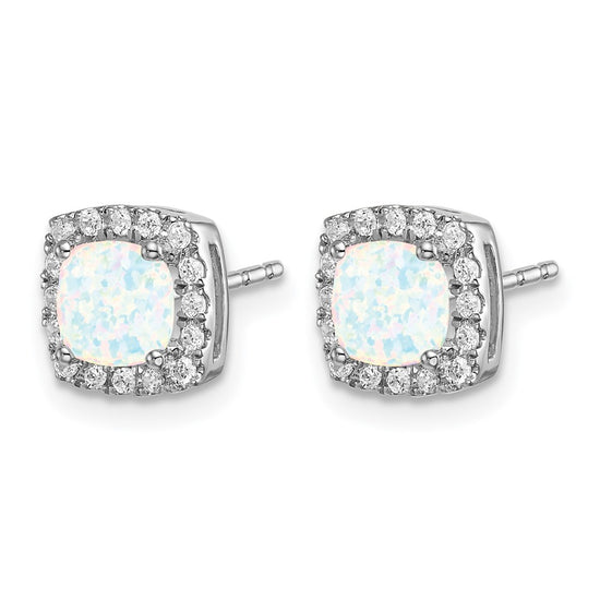 Cushion Gemstone and Diamond Halo Earrings