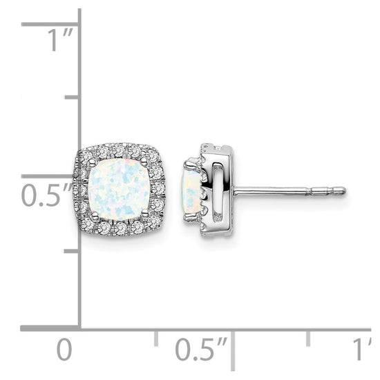 Cushion Gemstone and Diamond Halo Earrings