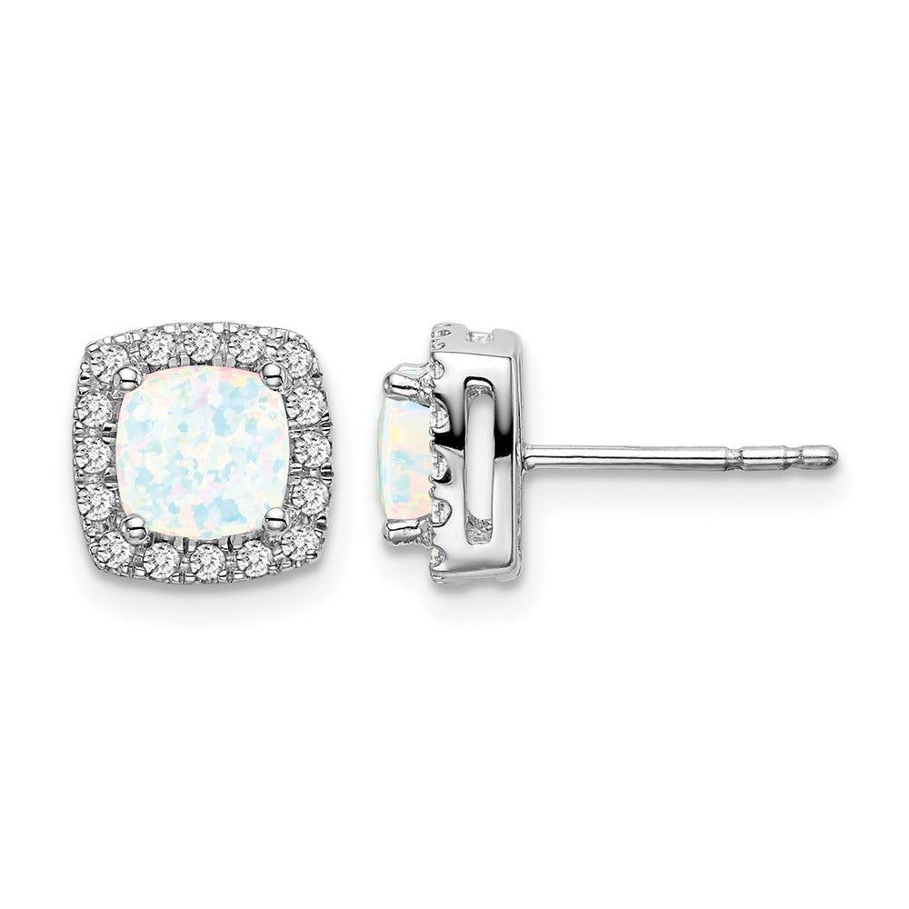 Cushion Gemstone and Diamond Halo Earrings