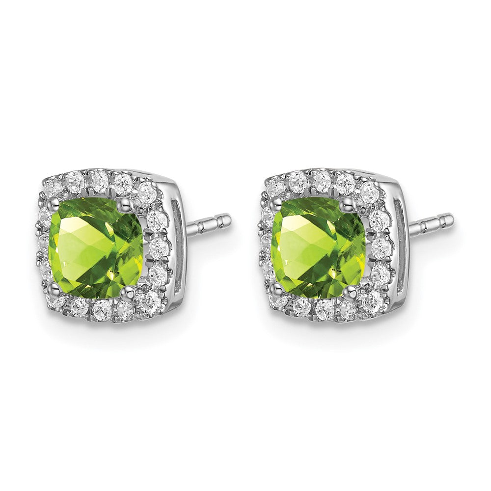 Cushion Gemstone and Diamond Halo Earrings