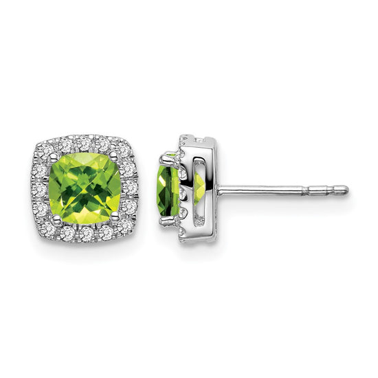 Cushion Gemstone and Diamond Halo Earrings