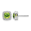 Cushion Gemstone and Diamond Halo Earrings