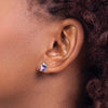 14k White Gold Princess Gemstone and Diamond Earrings