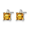 14k White Gold Princess Gemstone and Diamond Earrings