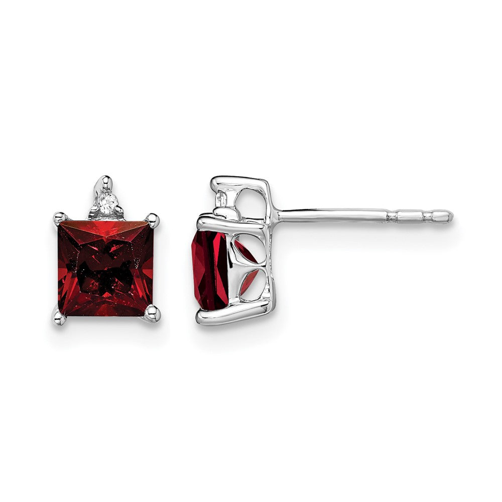 14k White Gold Princess Gemstone and Diamond Earrings