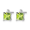 14k White Gold Princess Gemstone and Diamond Earrings