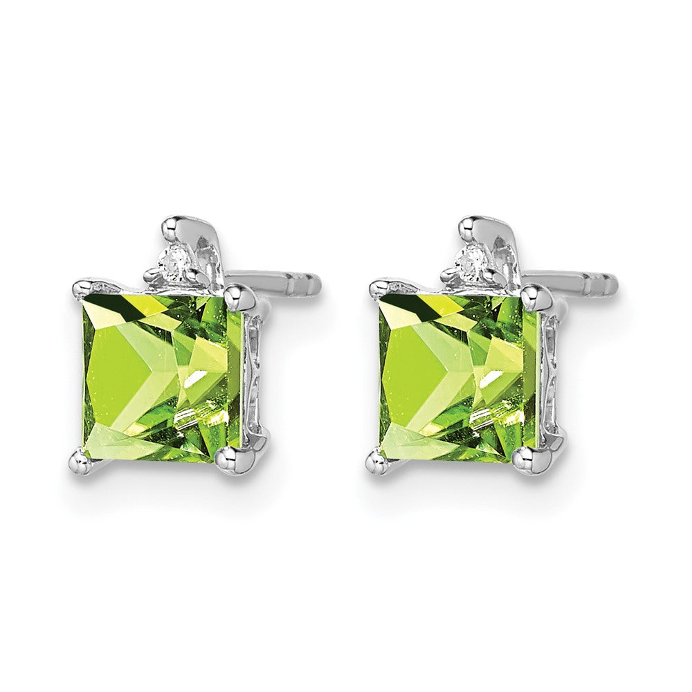 14k White Gold Princess Gemstone and Diamond Earrings