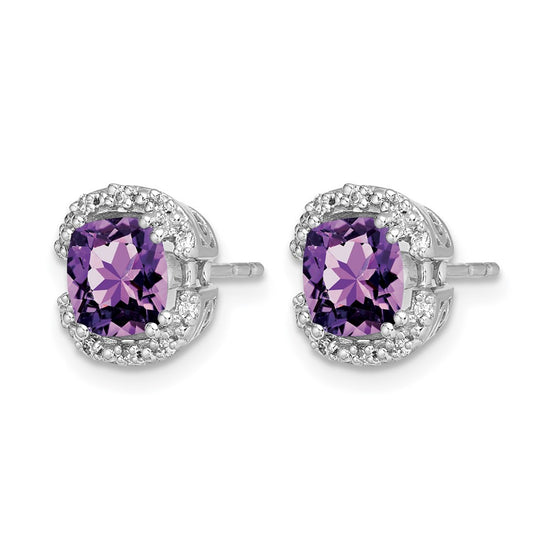 Cushion Gemstone and Diamond Halo Earrings
