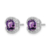 Cushion Gemstone and Diamond Halo Earrings