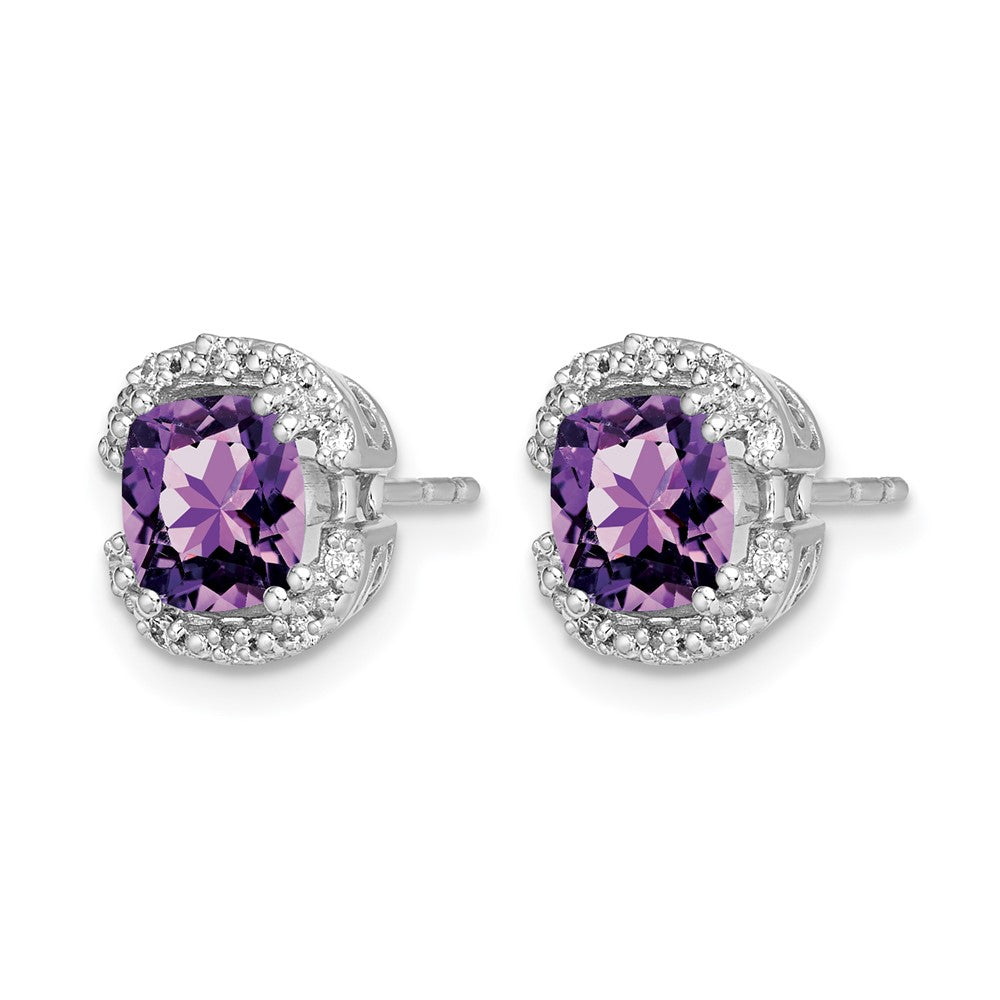 Cushion Gemstone and Diamond Halo Earrings