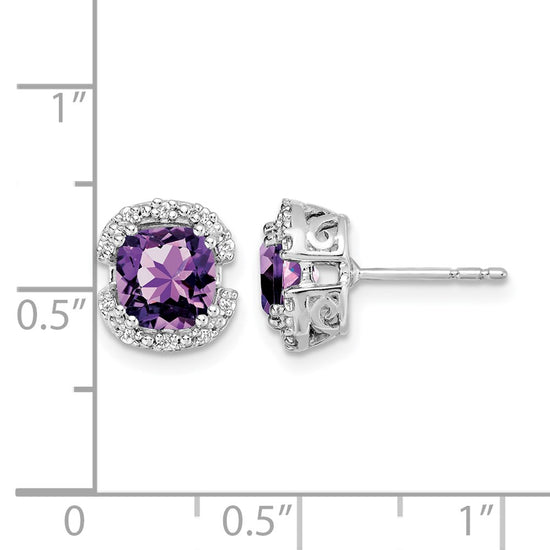 Cushion Gemstone and Diamond Halo Earrings