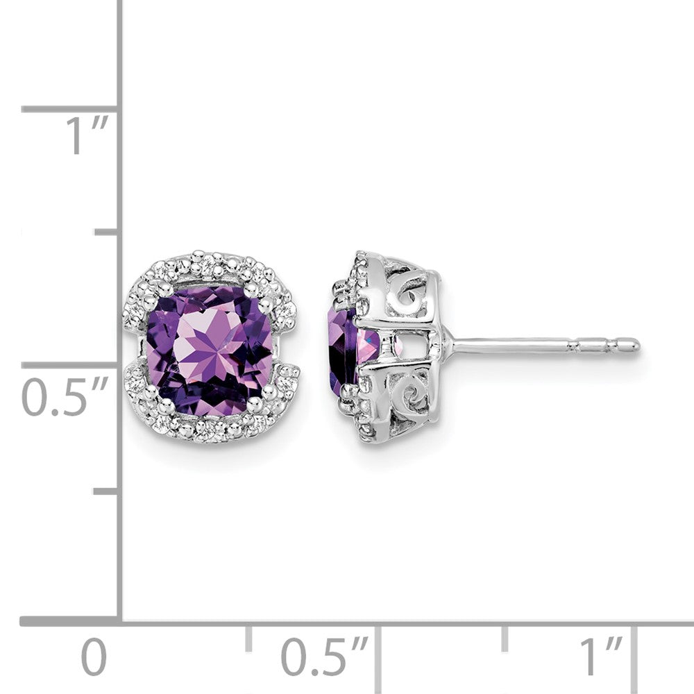 Cushion Gemstone and Diamond Halo Earrings