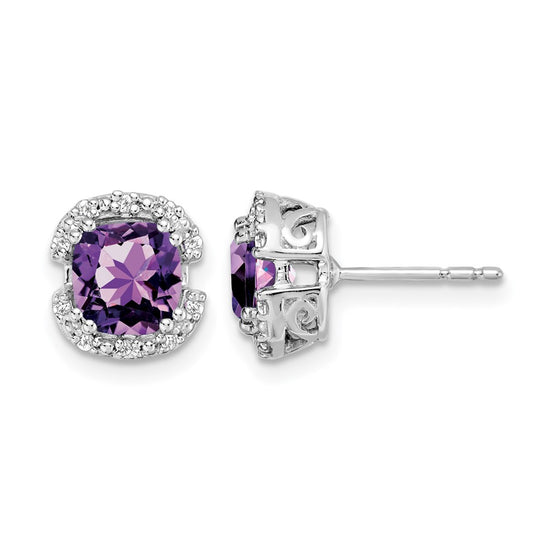 Cushion Gemstone and Diamond Halo Earrings