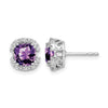 Cushion Gemstone and Diamond Halo Earrings
