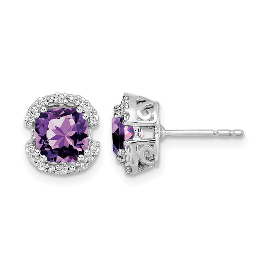Cushion Gemstone and Diamond Halo Earrings