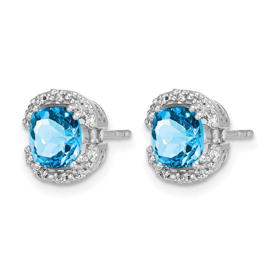 Cushion Gemstone and Diamond Halo Earrings