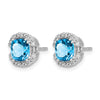Cushion Gemstone and Diamond Halo Earrings