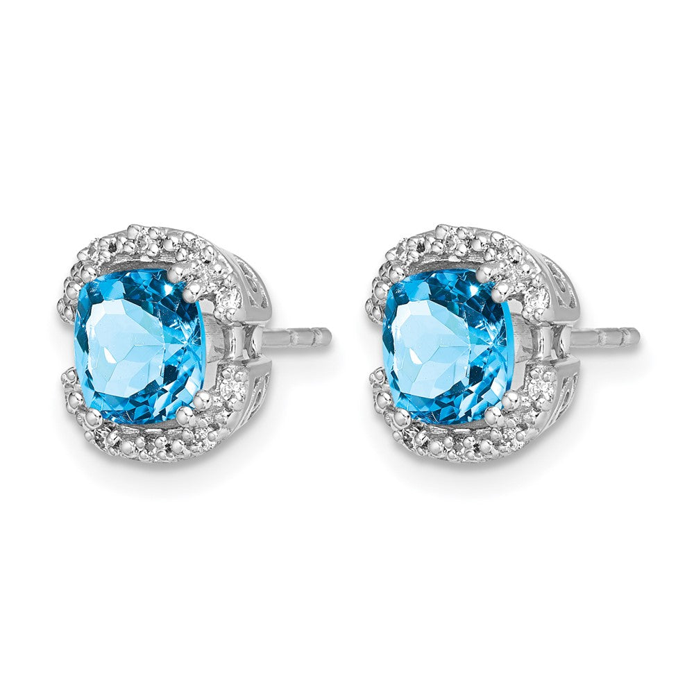 Cushion Gemstone and Diamond Halo Earrings