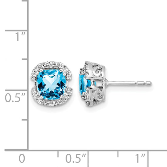 Cushion Gemstone and Diamond Halo Earrings