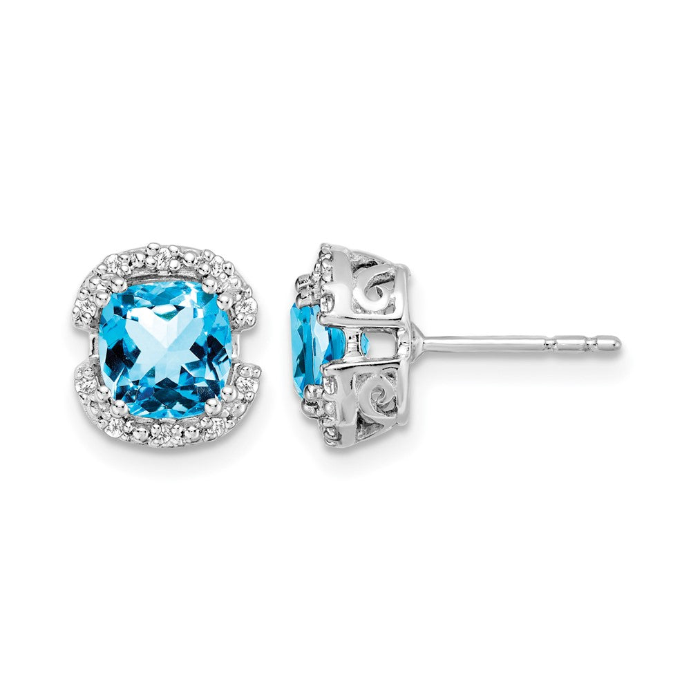 Cushion Gemstone and Diamond Halo Earrings