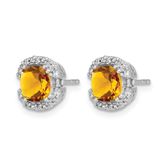 Cushion Gemstone and Diamond Halo Earrings