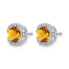 Cushion Gemstone and Diamond Halo Earrings