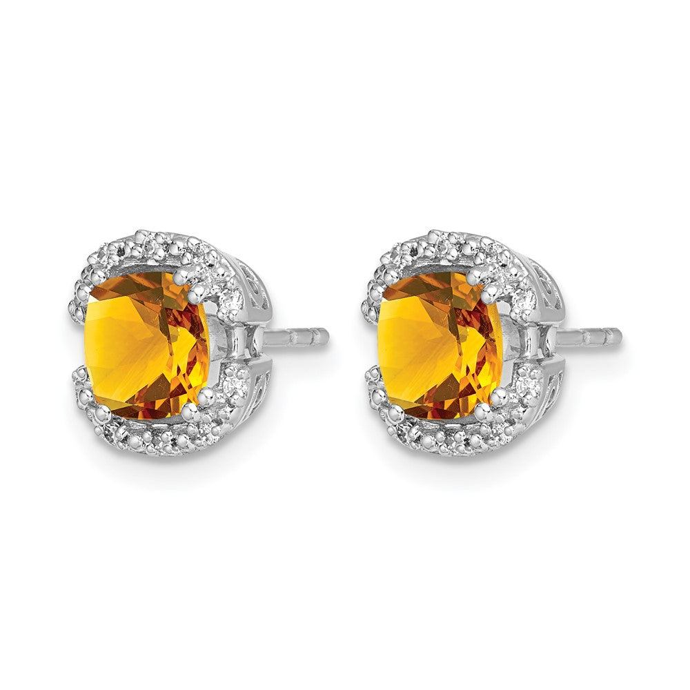 Cushion Gemstone and Diamond Halo Earrings
