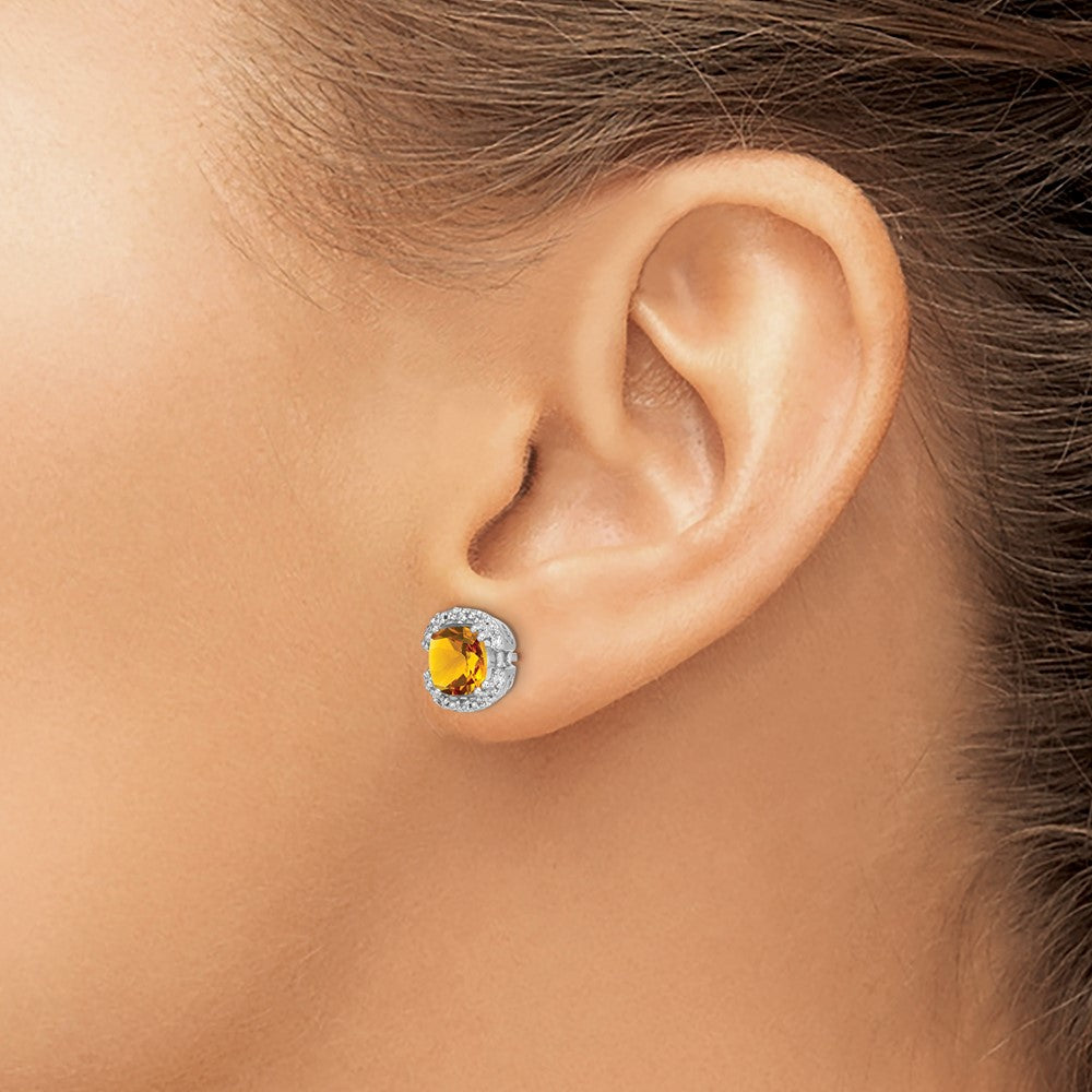 Cushion Gemstone and Diamond Halo Earrings