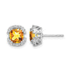 Cushion Gemstone and Diamond Halo Earrings