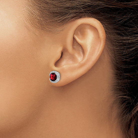 Cushion Gemstone and Diamond Halo Earrings