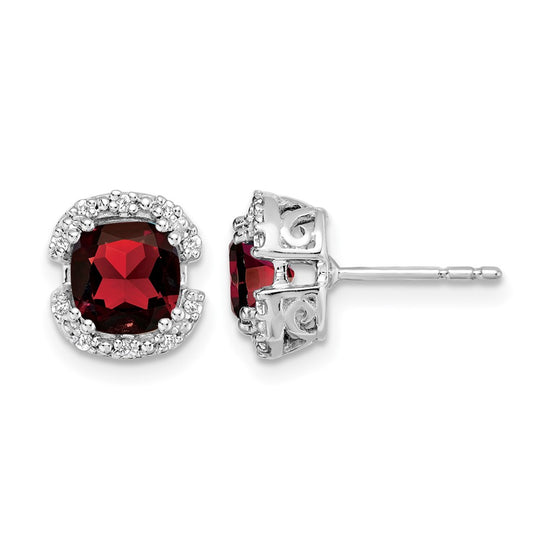 Cushion Gemstone and Diamond Halo Earrings