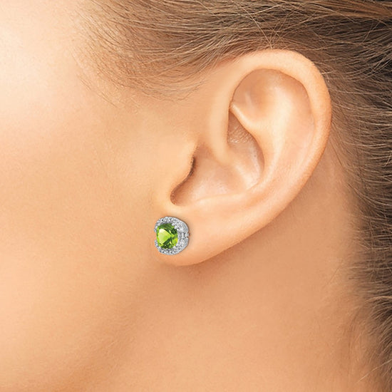 Cushion Gemstone and Diamond Halo Earrings