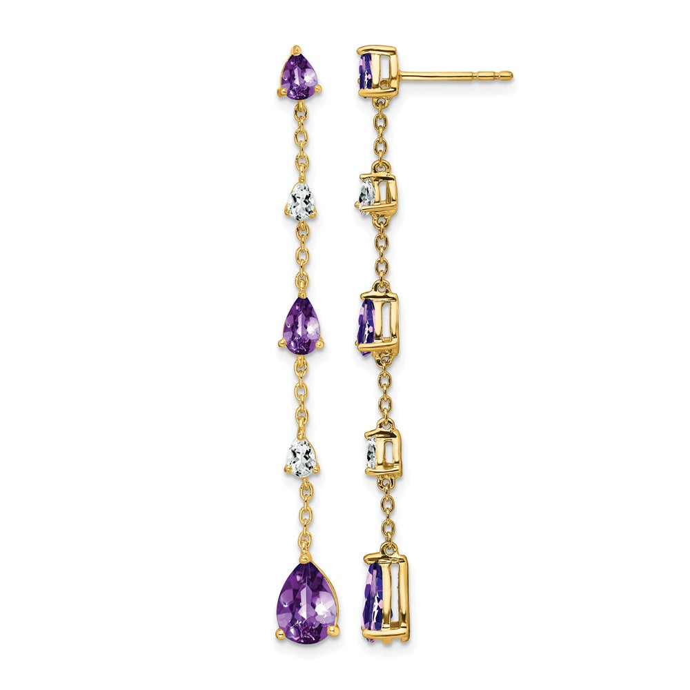 Gemstone & White Topaz Dangle Earrings