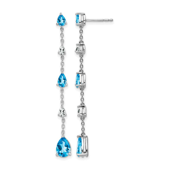 Gemstone & White Topaz Dangle Earrings