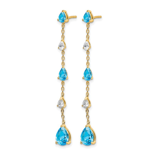 Gemstone & White Topaz Dangle Earrings