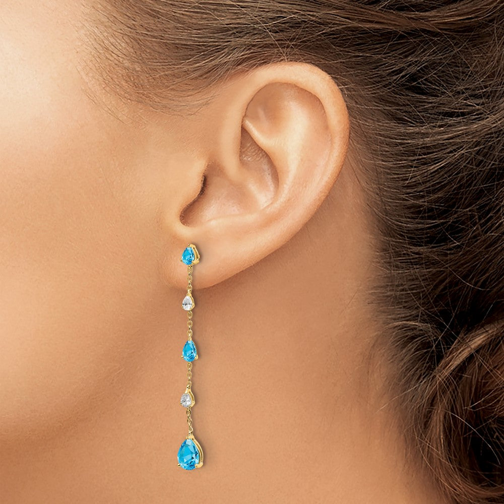 Gemstone & White Topaz Dangle Earrings