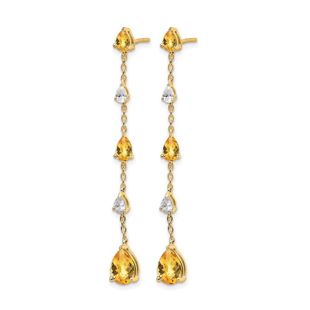 14k Citrine and White Topaz Dangle Earrings