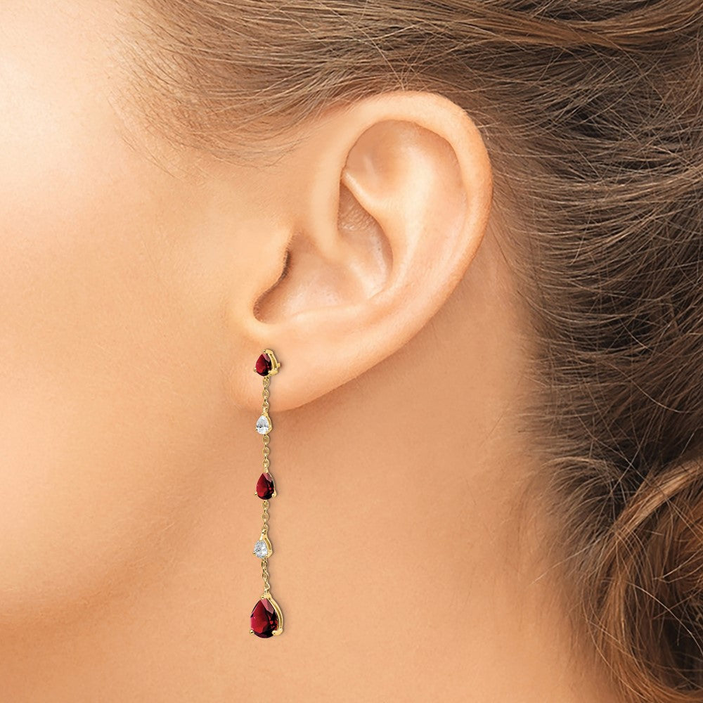 Gemstone & White Topaz Dangle Earrings