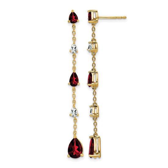 Gemstone & White Topaz Dangle Earrings