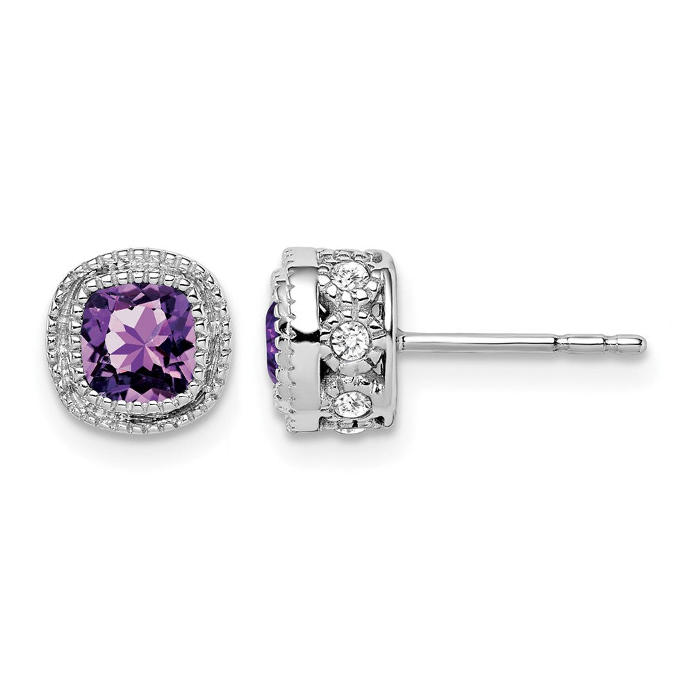 Cushion Gemstone and Diamond Earrings