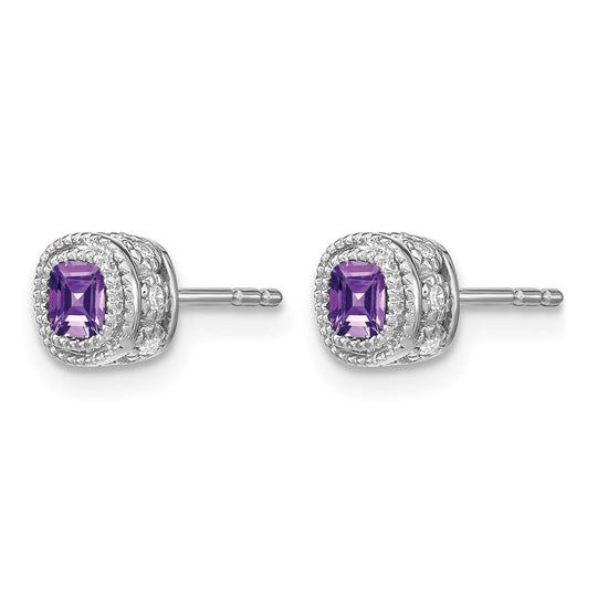 Cushion Gemstone and Diamond Earrings