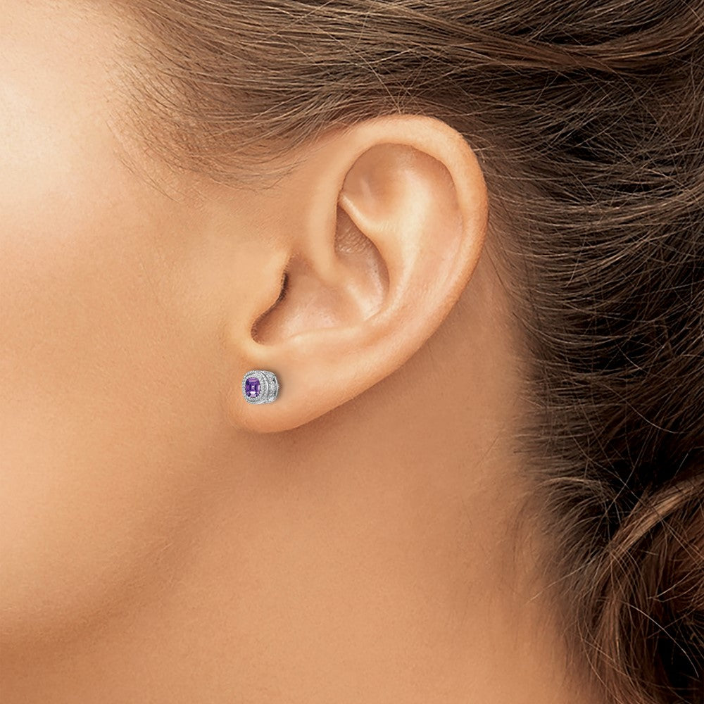 Cushion Gemstone and Diamond Earrings