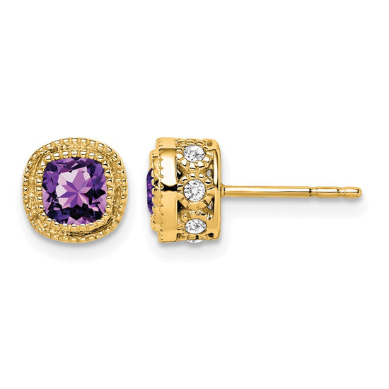 Cushion Gemstone and Diamond Earrings